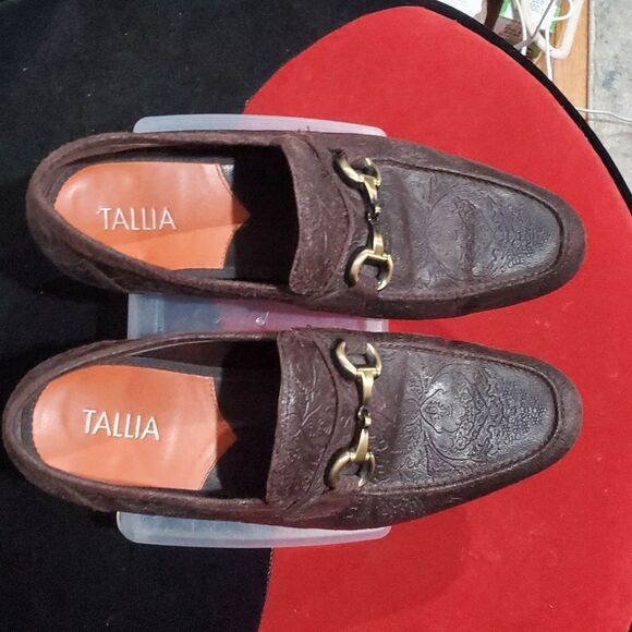 Tallia Tooled Leather Men\'s Patrizio Loafers in Brown Size 10.5 main image 9